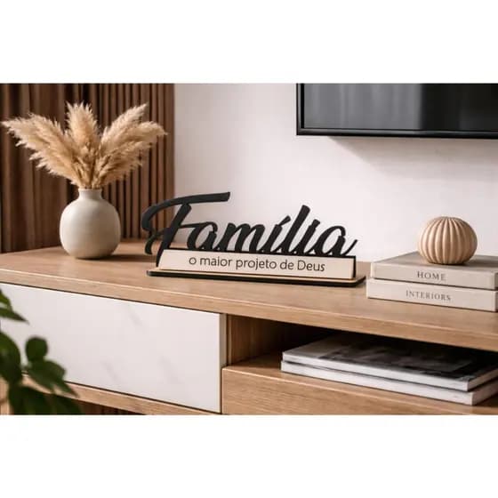 Palavras De Mesa Letreiro Família Com Base Em MDF 3mm Com Frase | Decoração Bancada Artesanato