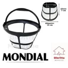 Coador Filtro Permanente Cafeteira Mondial Dolce Arome 18 xicaras serve cafeteira preta e vermelha