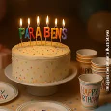 Vela de Aniversário Parabéns Topo De Bolo Colorido 8 Unidades - Decoração de Festa