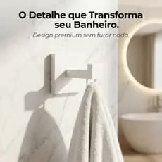 Gancho de Parede Quadratto Adesivo Sem Furo Fita 3M Suporte 4kg Porta Toalha Banheiro Quarto