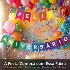 Faixa Feliz Aniversário Colorida Bandeirinha 1,5m e 2,5m Decoração Festa Painel Mural Infantil