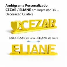 Ambigrama Personalizado em Impressão 3D – Dois Nomes em Uma Peça