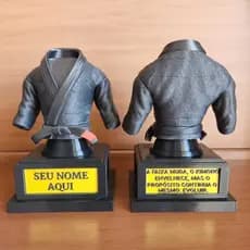 Troféu Kimono 3D Personalizável Frase nome Judô Jiu-Jitsu karatê decoração brinde premiação