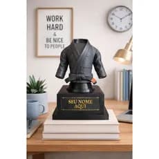 Troféu kimono personalizável jiu-jitsu judô karatê decoração brinde graduação premiação lembrancinha