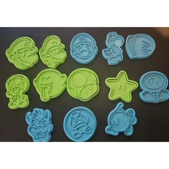 Kit Cortador e Carimbo de Biscoito Mario, Conjunto de 13 peças
