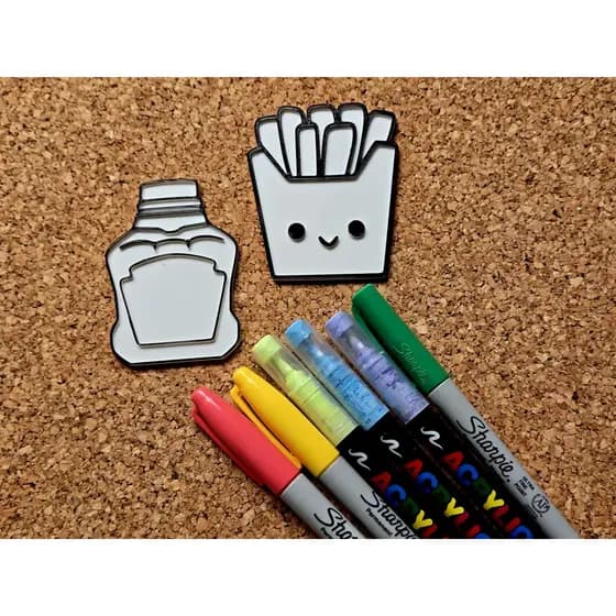 Artesanato de Colorir Garrafa de Ketchup Batata Frita Maionese