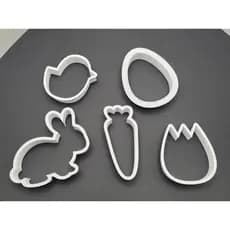 KIT 5 Jogo de cortadores de biscoitos de Páscoa Coelho