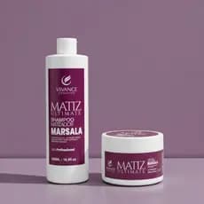 Kit Matizador Marsala (Shampoo + Máscara) Para Cabelo Marsala/Vinho | 500ml+250g | Cor Viva + Brilho