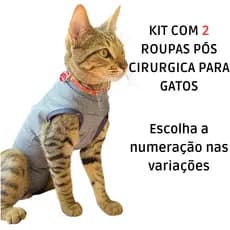 Kit roupa macacão pós cirúrgica castração para gatos 2 roupas do mesmo tamanho