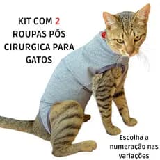 Kit pós cirúrgica castração roupa macacão para gatos