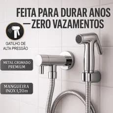 Kit Ducha Higiênica Premium 1 Saída com Registro Metálico e Mangueira 1,20m