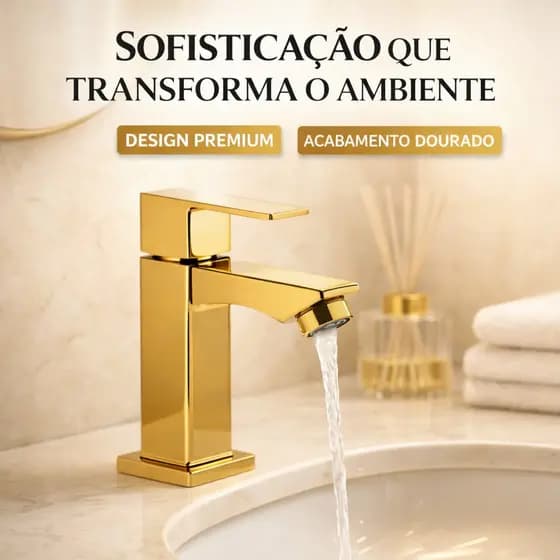 Torneira Dourada Inox Banheiro