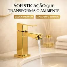 Torneira Dourada Inox Banheiro