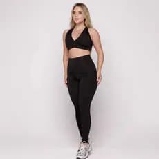 Conjunto Fitness Preto Fitness Academia Casual Basico AQN SPORT
