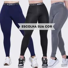 Promoção Calça Legging De Elástico Basic Ftiness Marinho Preto Cinza Mescla AQN SPORT