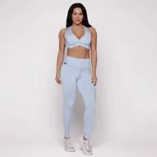 Promoção Conjunto Fitness Basico Azul Claro Frozen Academia AQN SPORT Zero Transparência
