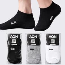 Meia Soquete Masculina Invisível Kit 3 Pares AQN SPORT Conforto Preta Branca Cinza