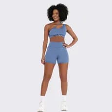 Promoçao Conjunto Fitness  Grace Azul Atalaia Academia Casual Corrida AQN SPORT