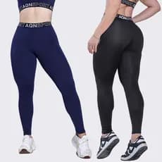 Kit 2 Calça Legging Fitness Treino Academia Feminino Forrada Zero Transparencia AQN SPORT