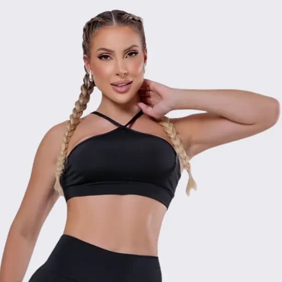 Top Basic Alcinha Preto Fitness Feminino Academia Yoga Corrida AQN SPORT