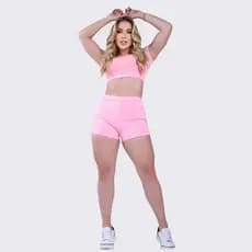 Conjunto Mercy Rosa Claro Fitness Academia AQN SPORT