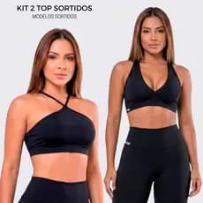 Promoçao Kit 2 Tops Croppes Fitness sortidos Academia Com Bojo AQN SPORT