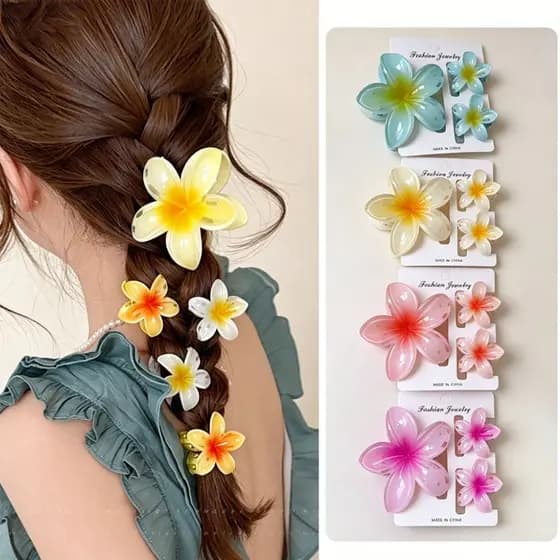 Kit 3 Grampo de Cabelo de Flor Transparente Acessório Presilha para Mulheres