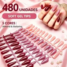 KIT480 Unha Postiça Soft Gel Bailarina Fosca Em Gel Transparente Acrigel Postiça
