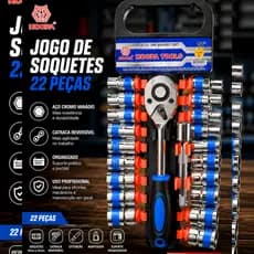 Jogo de Soquetes 22 Peças 1/2" HOOPA TOOLS com Catraca Reversível – 8mm a 32mm