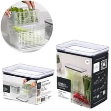 Kit 2 Potes Herméticos Organizador Alimentos - 4,2 L e 1,8 L c/ Cesto Removível