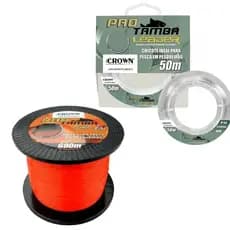 Kit Linha Pro Tamba 0,37mm 600m Laranja + Lider c/ Fluorcarbono 0,47mm