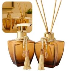 Kit Banheiro Vidros Degrade Marrom Porta Sabonete Difusor De Ambiente Luxo