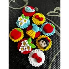 aplique comestível branca de neve decoração para docinhos donuts pirulito