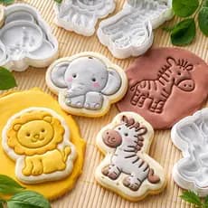 cortador e carimbo de biscoito pasta americana Safari leão zebra elefante árvore jacaré