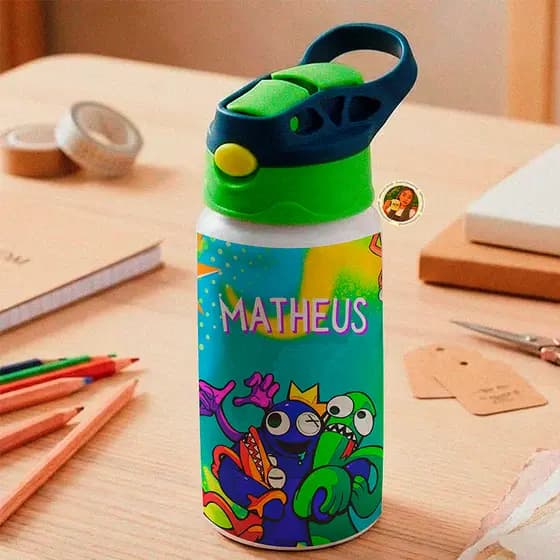 Garrafa Raibow Friends / Garrafa Infantil Inox Raibow Friends / Garrafa Personalizada  Raibow Friends