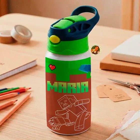 Garrafa Minecraft Personalizada / Garrafa Infantil Minecraft Personalizada