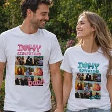 Camisa Casal Namorados I Love My Girlfriend Personalizada Com Foto 100% Algodão Casal Maromba Malha Juntos Girlfriend
