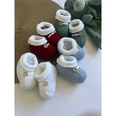 Sapatinho De Bebê Em Tricô de Linha Sapato Bebê 0-3 Meses Super Luxo Crochê Várias Cores