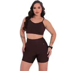Conjunto Fitness - Top Costas Nua Bojo Removível e Short Alta Compressão