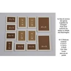 Kit 12 Molduras 6-10x15 + 4-13x18 + 2-20x25 Com Vidro para uso em parede