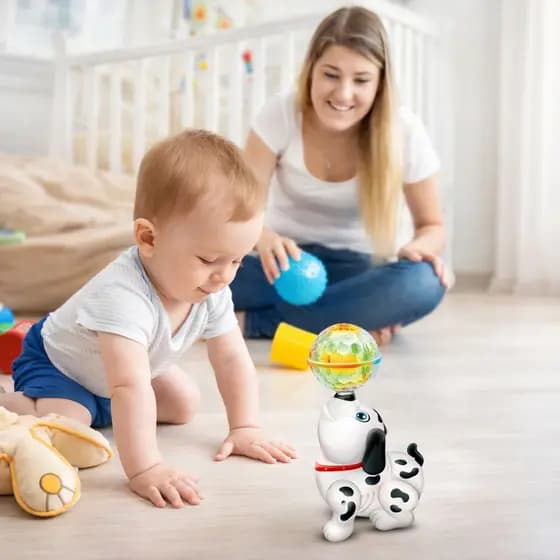 Cachorrinho Dançarino que Gira 360° com Luz e Som Brinquedo Interativo Infantil Bebê Criança Divertido