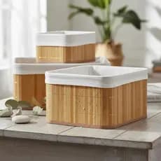 Kit 4 Cestos Organizadores em Bambu – Multiuso, Elegante e Sustentável