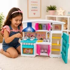Cozinha Infantil Magali e Minis Cute +3 anos Completa Acessórios Criança 38 cm A x 12 L x 44 cm C