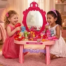 Brinquedo Penteadeira Princesa Infantil com 46 Peças Espelho Fashion Princess - Rosa 3+
