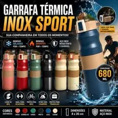 Garrafa térmica 680ml resistente a líquido gelado e quente Sport camp dia a dia