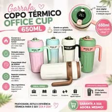 🔥 Garrafa Copo Térmico 650ml – Office Cup Estilo Moderno 🔥