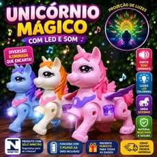 🦄✨ Cavalinho Unicórnio Mágico com LED e Som – Diversão Encantadora para Crianças! ✨🦄