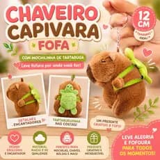 🦫💚 Chaveiro Capivara de Pelúcia com Mochilinha de Tartaruga – Fofura que Vai com Você! 💚🦫