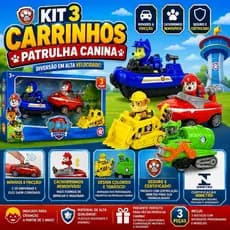 🚤🐶 Kit Patrulha Canina Aquática com 3 Veículos – Carrinhos de Fricção Infantil 🌊🚓