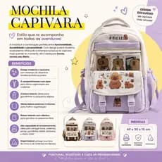 🎒✨ Mochila Capivara Escolar Impermeável Grande 4 Compartimentos ✨🎒